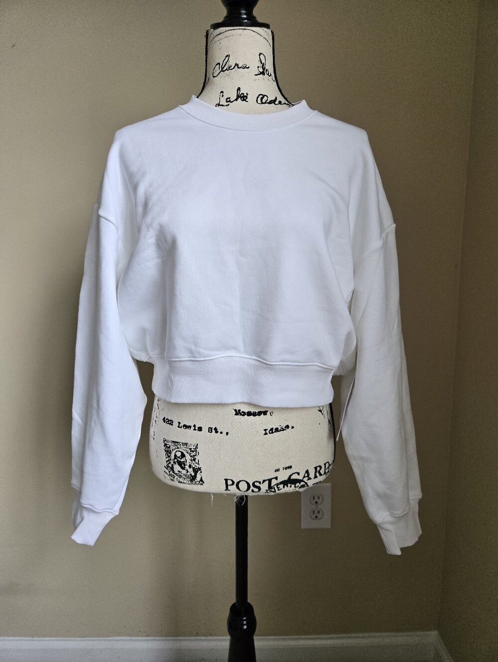 Athleta Heavyweight Terry Ultra Crop Crew Sweatshirt Womens M White
